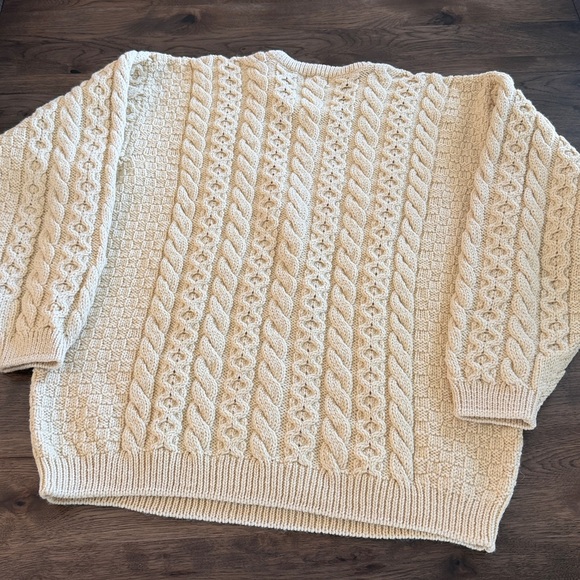 LL Bean Tall Men's XXL Cream 100% Wool Sweater - Picture 8 of 8